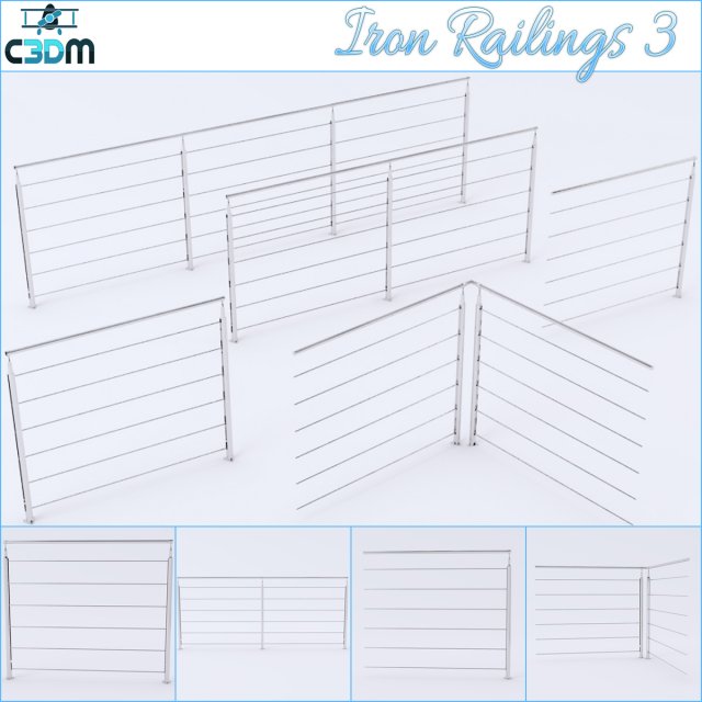iron railings 3 Modello 3D .c4d .max .obj .3ds .fbx .stl .blend