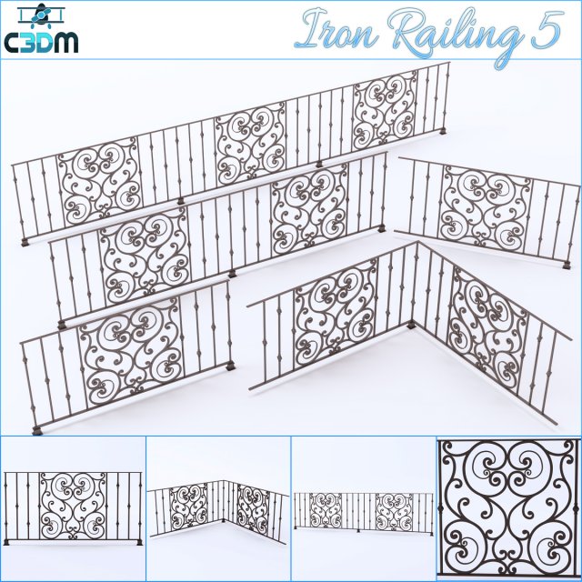 iron railings 5 3D 模型 .c4d .max .obj .3ds .fbx .stl .blend 