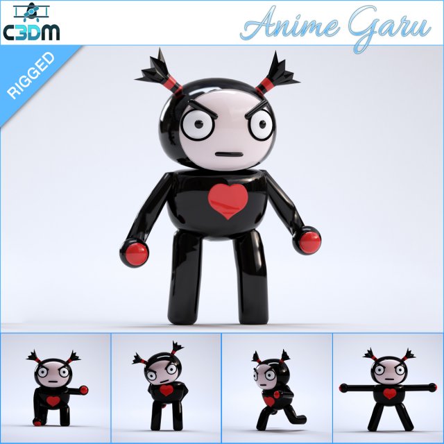 anime garu  rigged 3D Модель .c4d .max .obj .3ds .fbx .stl .blend 