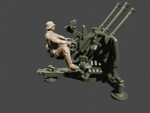20mm Flakvierling 38 assembly 3D Print Model