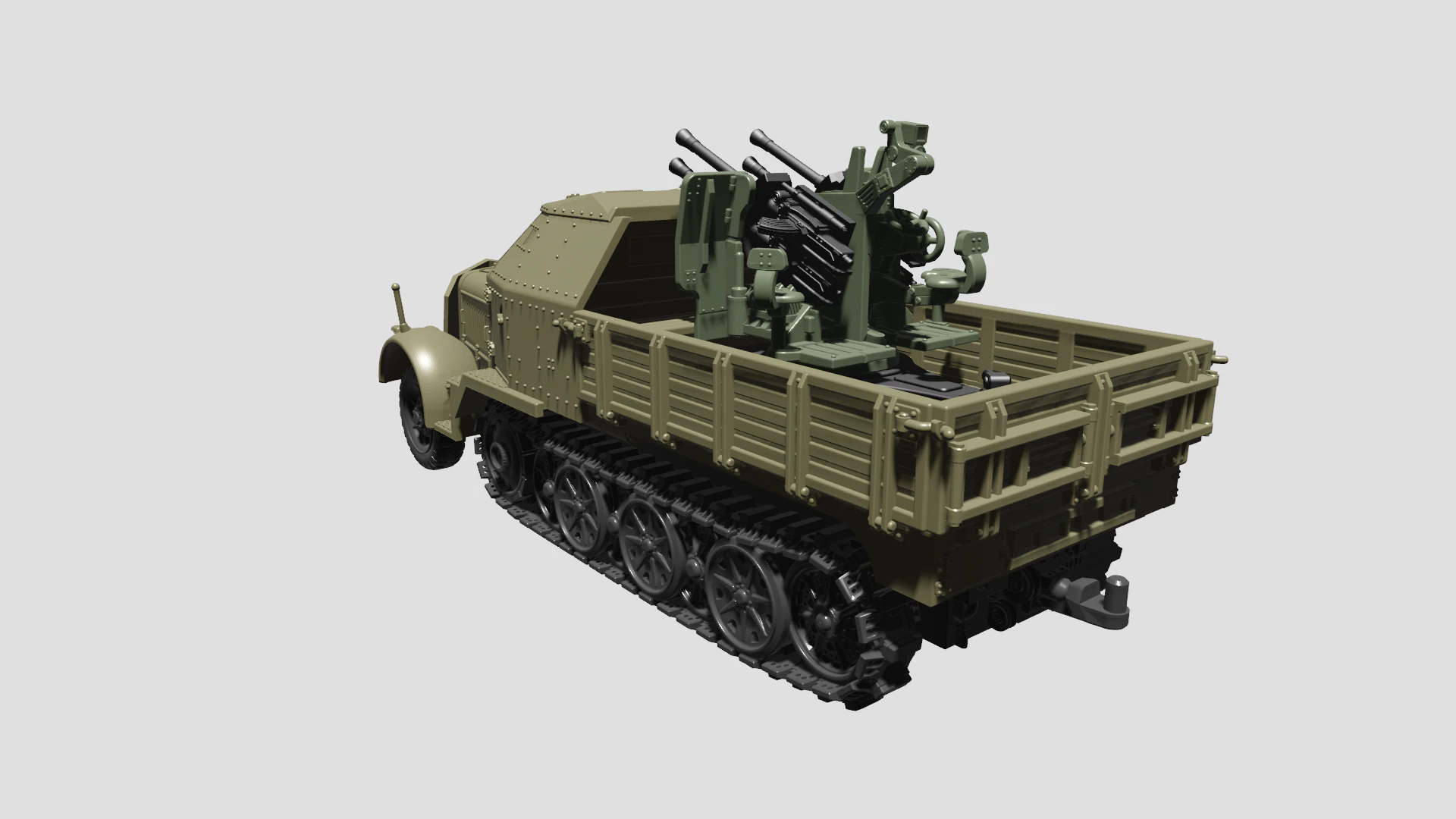 SdKfz7-1 - 20mm Flakvierling 38 3D Print Model .c4d .max .obj .3ds .fbx .stl .blend 