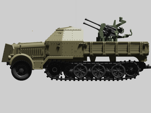 SdKfz7-1 - 20mm Flakvierling 38 3D Baskı Modeli