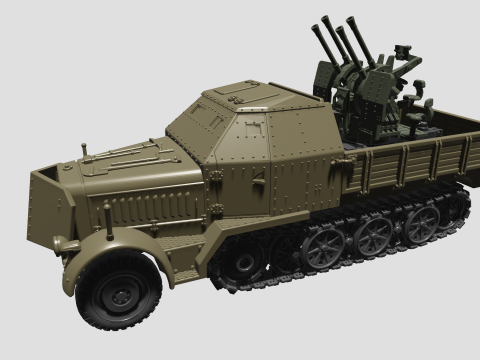 SdKfz7-1 - 20mm Flakvierling 38 3D Baskı Modeli
