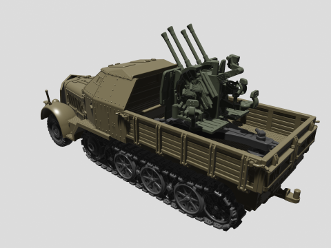 SdKfz7-1 - 20mm Flakvierling 38 3D Baskı Modeli