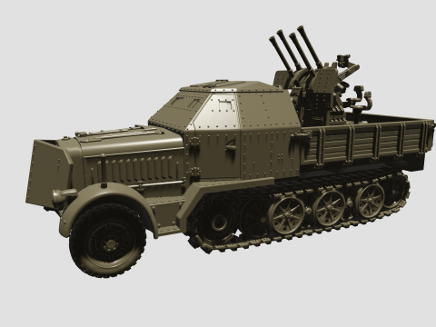 SdKfz7-1 - 20mm Flakvierling 38 3D Baskı Modeli