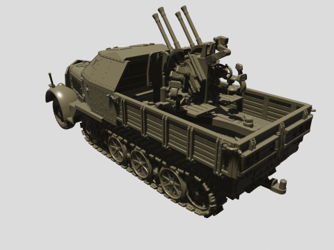 SdKfz7-1 - 20mm Flakvierling 38 3D Baskı Modeli