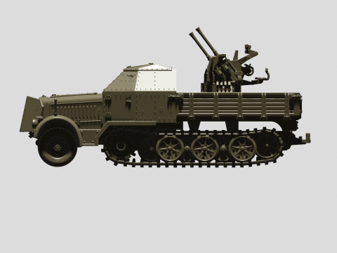 SdKfz7-1 - 20mm Flakvierling 38 3D Baskı Modeli