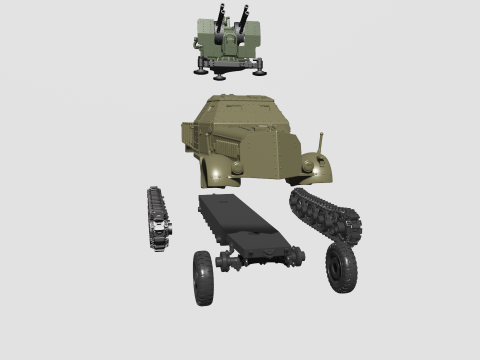 SdKfz7-1 - 20mm Flakvierling 38 3D Baskı Modeli