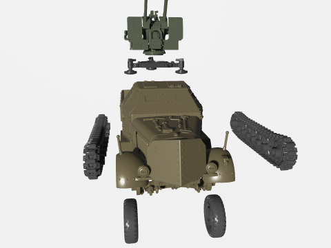 SdKfz7-1 - 20mm Flakvierling 38 3D Baskı Modeli