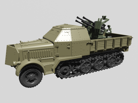 SdKfz7-1 - 20mm Flakvierling 38 3D Baskı Modeli