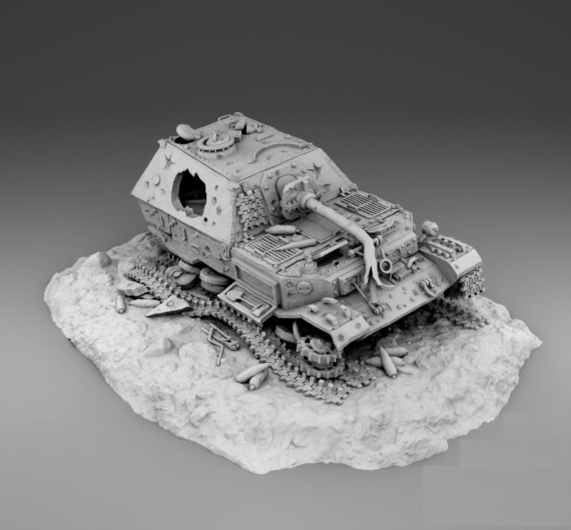 Elefant german tank destroyed assembly 3D-printmodel .c4d .max .obj .3ds .fbx .stl .blend 