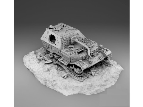 Elefant german tank destroyed assembly 3D Print Model