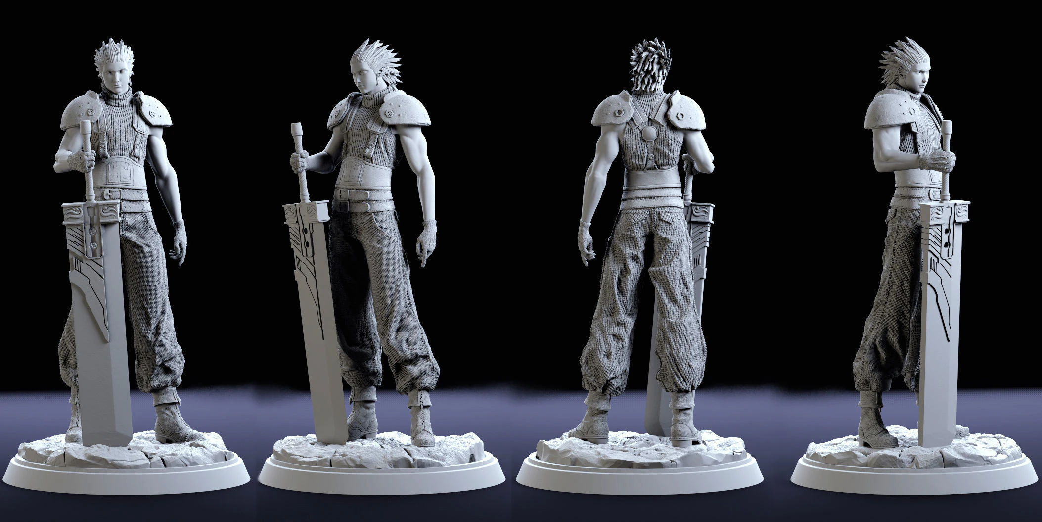Zack Fair Final Fantasy VII assembly 3D Print Model .c4d .max .obj .3ds .fbx .stl .blend 