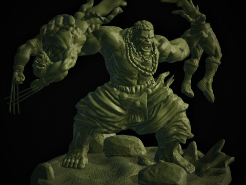 Hulk VS Wolverine Washed assembly 3D प्रिंट मॉडल