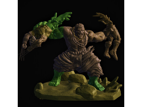 Hulk VS Wolverine Washed assembly 3D Print Model