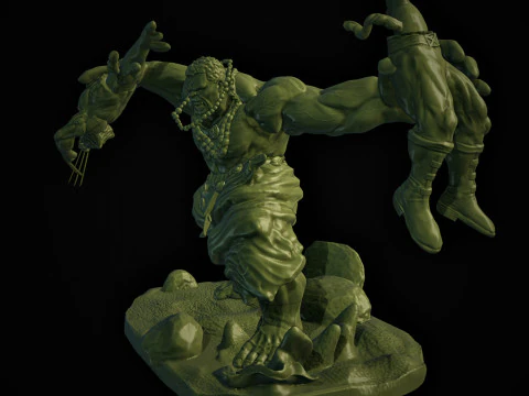 Hulk VS Wolverine Washed assembly 3D Print Model