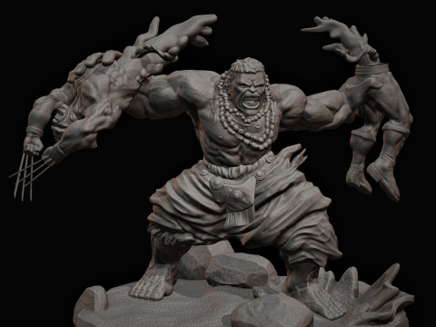 Hulk VS Wolverine Washed assembly 3D Print Model