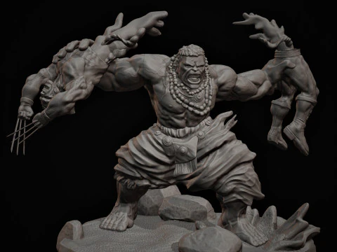 Hulk VS Wolverine Washed assembly 3D Print Model