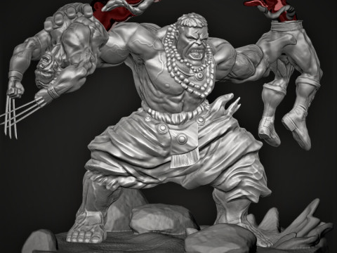Hulk VS Wolverine Washed assembly 3D Print Model
