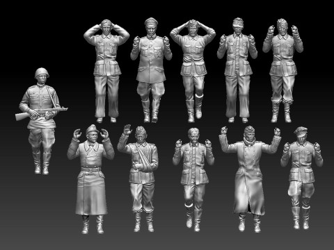 Captured german soldiers 3D Print Model