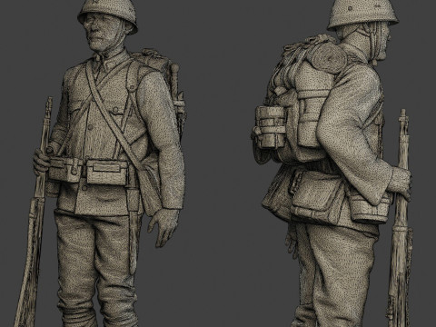 Japanese soldier ww2 Modèles 3D en vedette