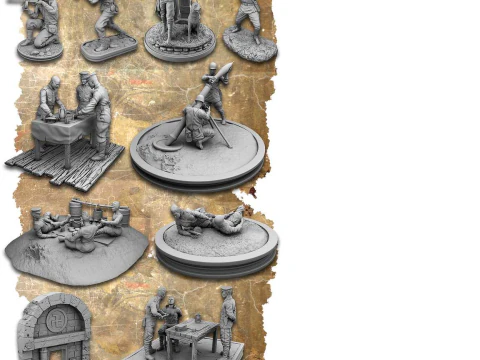 Pacote de soldados sovi&eacute;ticos da 2&ordf; Guerra Mundial Modelo de Impressão 3D