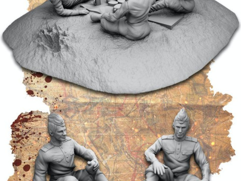 Soviet ww2 soldiers pack Modèles 3D en vedette