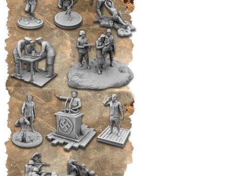 Pacote de soldados alemães da 2ª Guerra Mundial Modelo de Impressão 3D