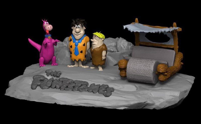 The Flintstones Diorama 3D 打印模型 .c4d .max .obj .3ds .fbx .stl .blend 