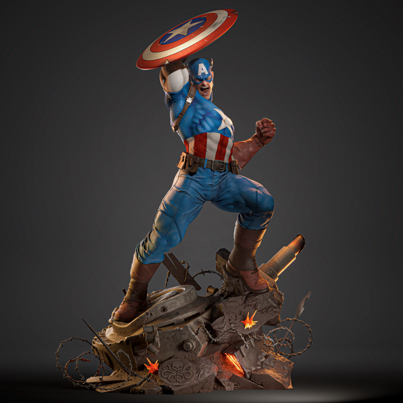 Captain America Assembly Model Cetak 3D .c4d .max .obj .3ds .fbx .stl .blend 