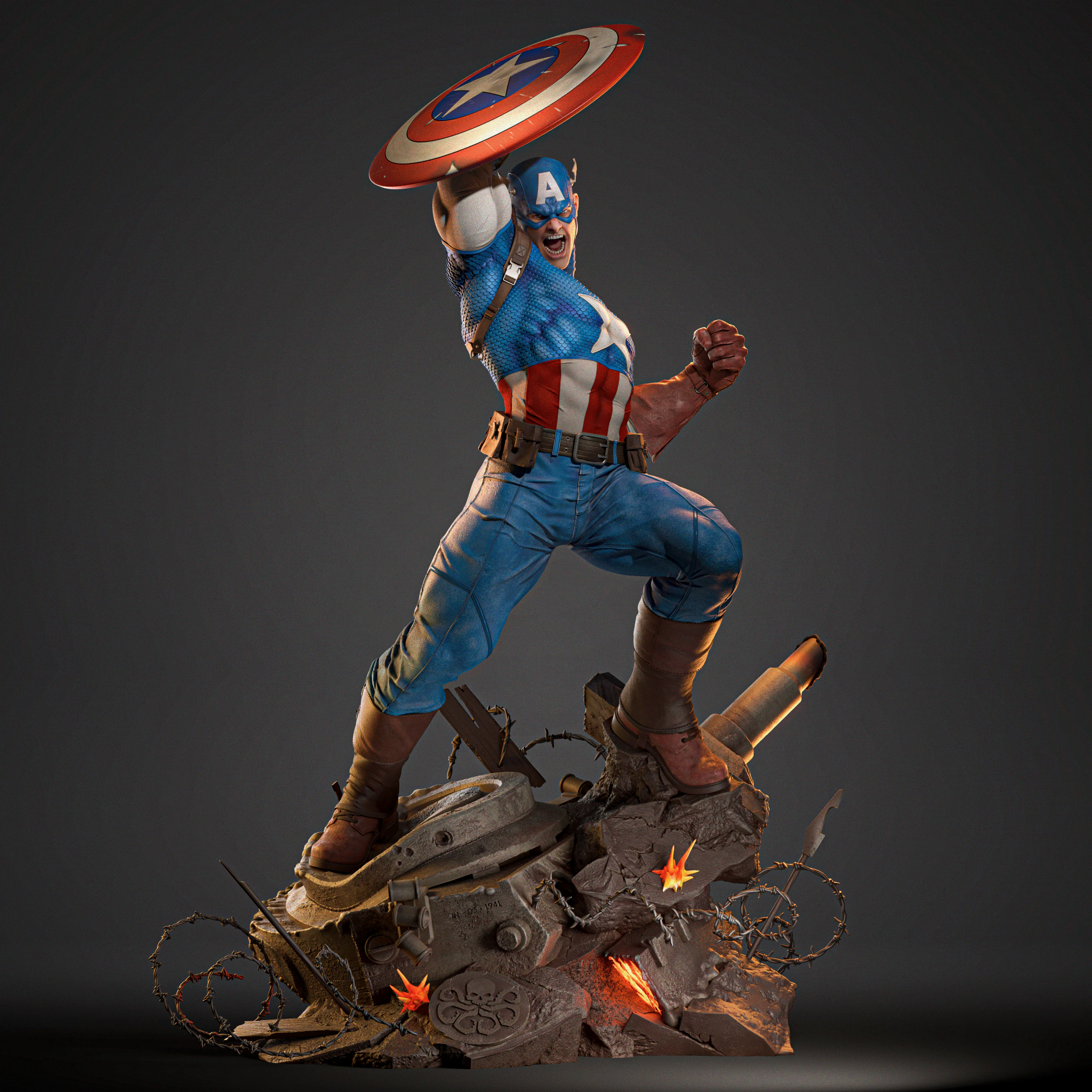 Captain America Assembly 3D Print Model .c4d .max .obj .3ds .fbx .stl .blend