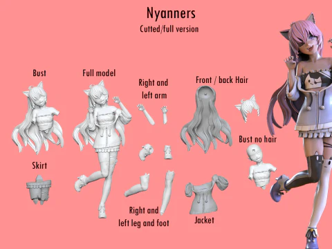 Assembleia de Nyatasha Nyanners Modelo de Impressão 3D