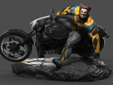 MONTAGEM do motociclista Wolverine Modelo de Impressão 3D