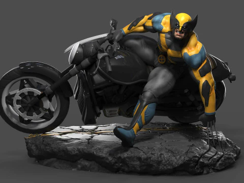 MONTAGEM do motociclista Wolverine Modelo de Impressão 3D