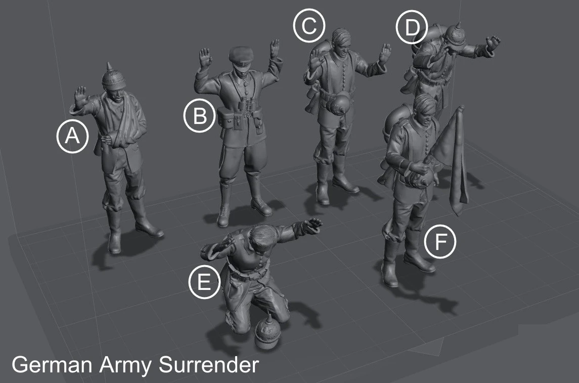 Paket Penyerahan Tentara Jerman Model Cetak 3D .c4d .max .obj .3ds .fbx .stl .blend 