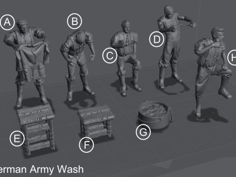 German Army Washing 3D Print Model