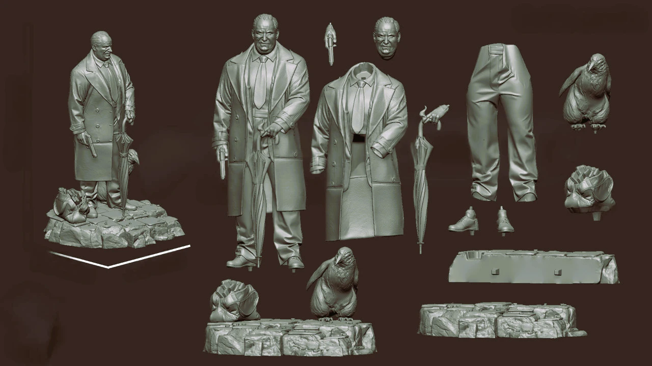 The Penguin Assembly 3D Print Model .c4d .max .obj .3ds .fbx .stl .blend 