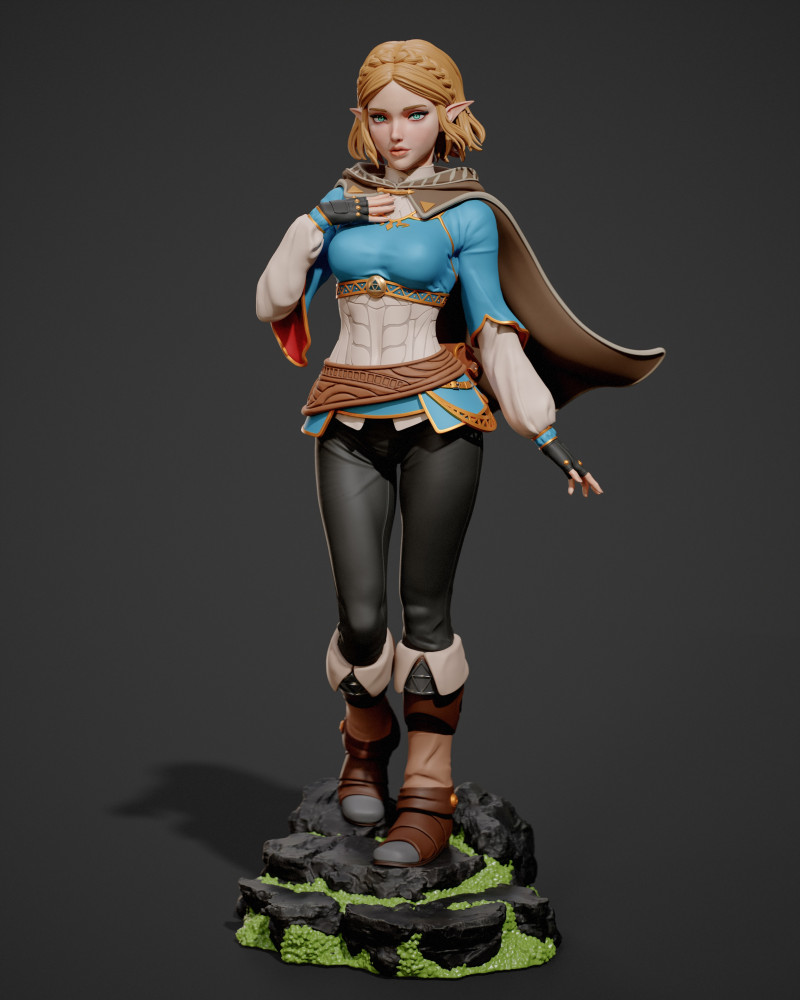 Pincess Zelda Assembly 3D Print Model .c4d .max .obj .3ds .fbx .stl .blend 
