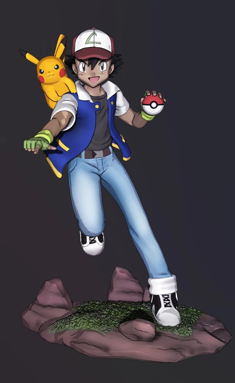 Ash ketchum Assembly 3D Print Model .c4d .max .obj .3ds .fbx .stl .blend
