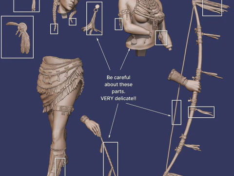 Tribal archer Assembly 3D Print Model