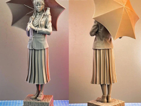 Wednesday Adams Family Assembly 3D Print Model