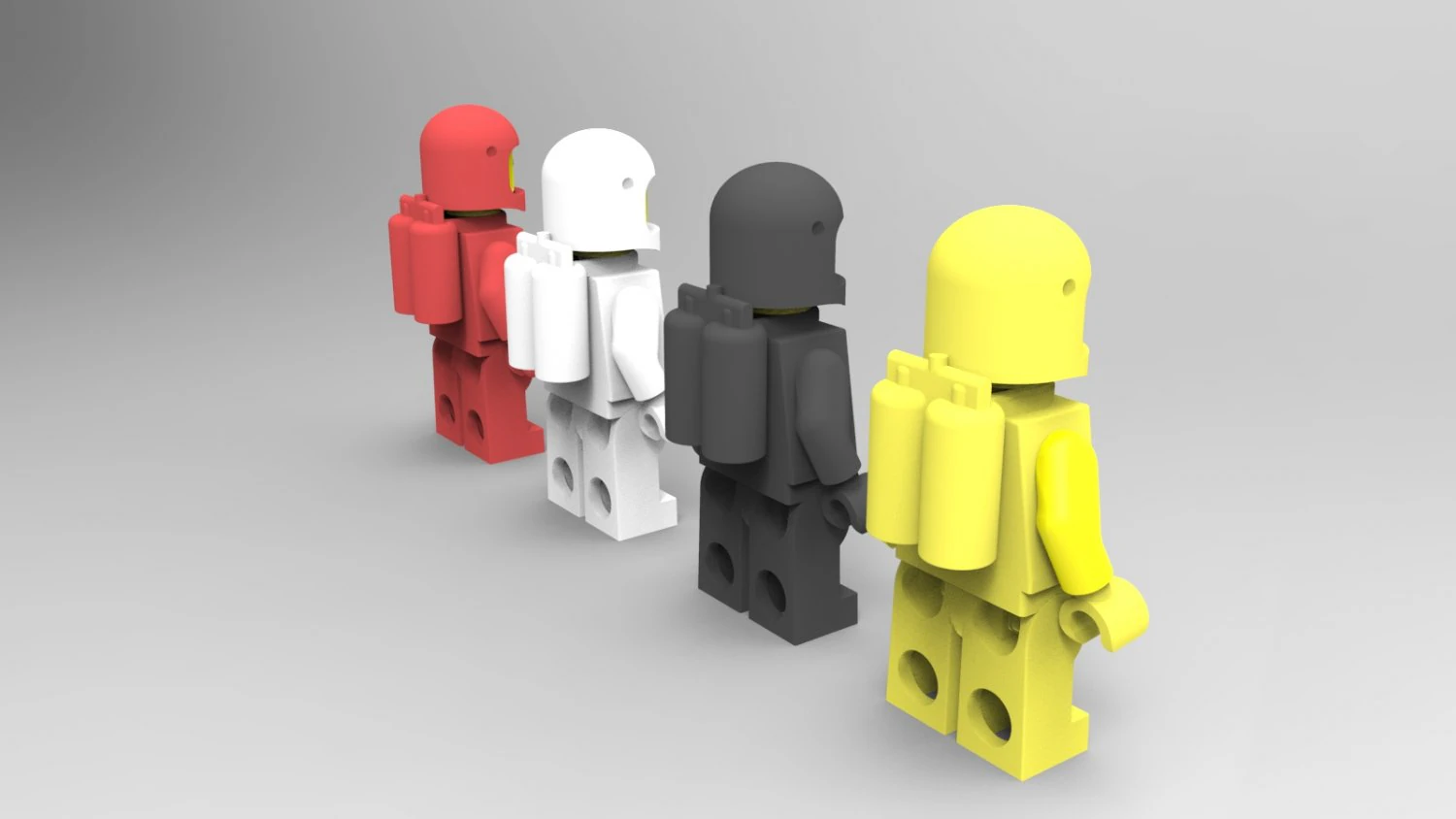 four lego spaceman 3D Model .c4d .max .obj .3ds .fbx .stl .blend 