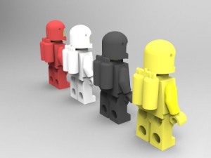 four lego spaceman 3Dモデル