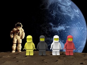 four lego spaceman Model 3D