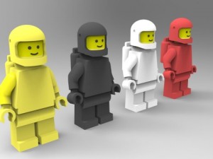 four lego spaceman Model 3D
