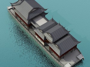 chinese houseboat Modelo 3D