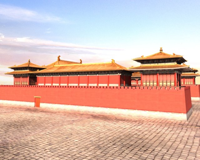chinese palace 3D Модель .c4d .max .obj .3ds .fbx .stl .blend 