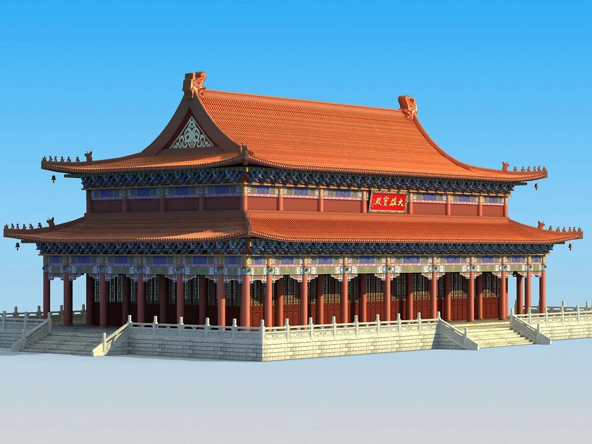 Ancient Chinese Palace 3D Model .c4d .max .obj .3ds .fbx .stl .blend 