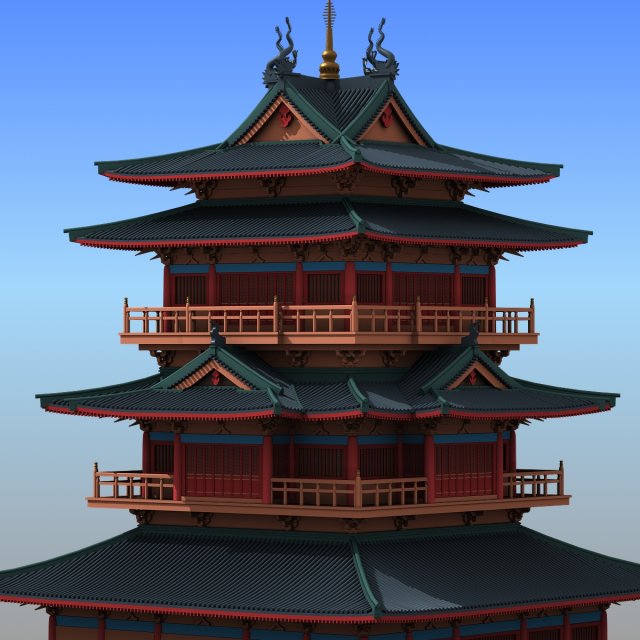 chinese architecture 01 Model 3D .c4d .max .obj .3ds .fbx .stl .blend 