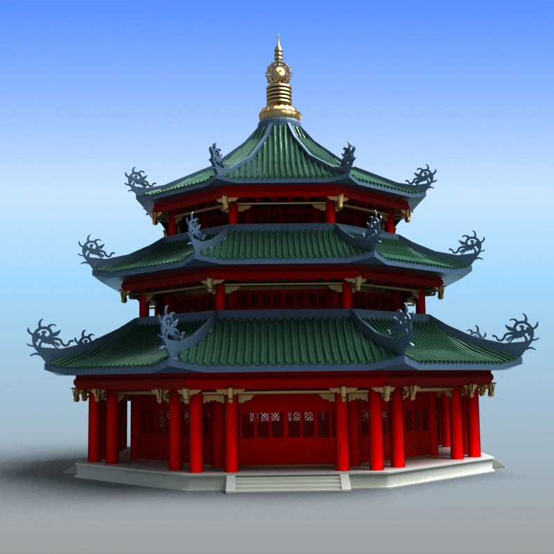 chinese architecture 02 3D Model .c4d .max .obj .3ds .fbx .stl .blend 